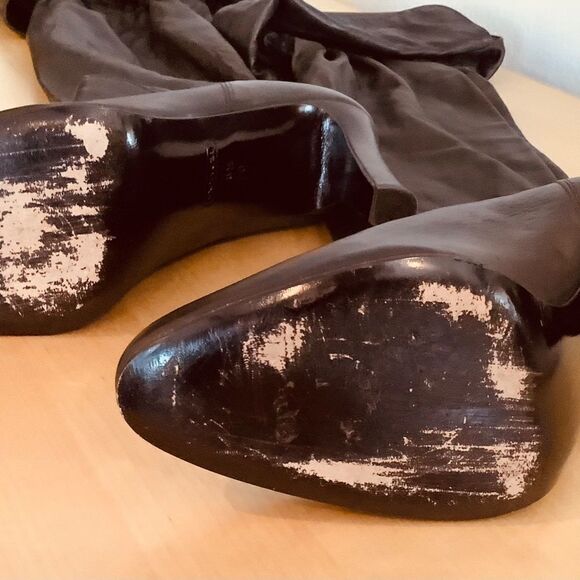 OVER THE KNEE LENGTH BOOTS VINTAGE COACH BROWN BOOTS LEATHER 8.5 NWOT - Picture 8 of 11